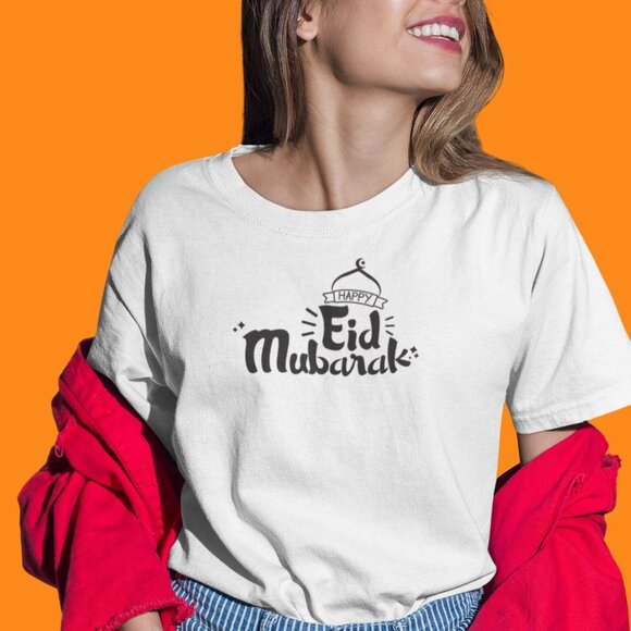 Eid Mubarak Creative Lettering and Typography T-Shirt | Ramadan Kareem T-shirt - Picture 2 of 10